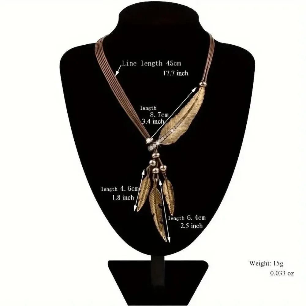 Boho Stainless Steel Feather Pendant Necklace